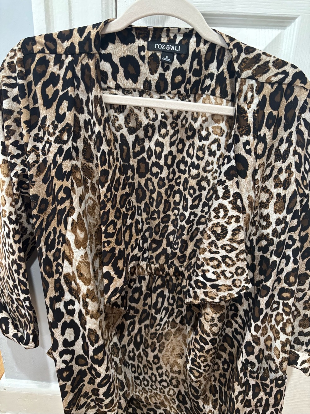 Roz & Ali Leopard Print Tunic in Tan, Black & Cream